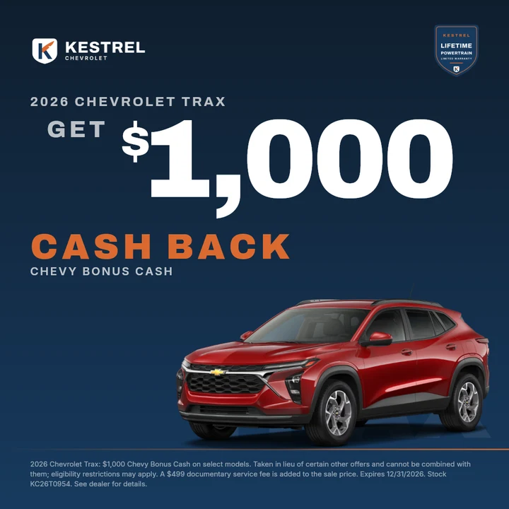 A Kestrel Chevrolet cash back banner, 1080 by 1080